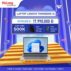 Laptop Lenovo Thinkbook 16 G6 IRL (21KH00W8VN) (Intel Core I5-13420H, Ram 16GB, SSD 512GB, Intel UHD Graphics, Màn Hình 16inch WUXGA, Windows 11, Màu Xám)