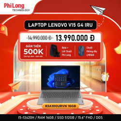 Laptop Lenovo V15 G4 IRU (83A100URVN) 16GB (Intel Core I5-13420H, Ram 16GB, SSD 512GB, Intel UHD Graphics, Màn Hình 15.6inch FullHD, DOS, Màu Xám)