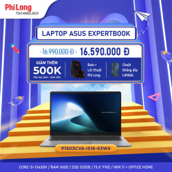 Laptop Asus ExpertBook P1503CVA-I516-63WS (Intel Core i5-13420H, Ram 16GB, SSD 512GB, Intel UHD Graphics, Màn Hình 15.6inch FHD, Windows 11 Home + Office, Màu Xám)