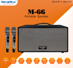 Loa Karaoke Di Động Soundmax M66 (100W, Bluetooth, AUX, TF, USB, OPTICAL, HDMI, 2 MICRO Không Dây)
