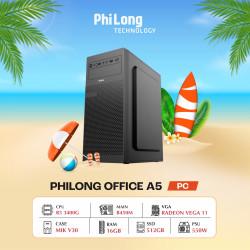 PC Phi Long Office A5 (Ryzen 5 3400G, B450M, RAM 16GB, SSD 512GB, PSU 550W, WiFi)