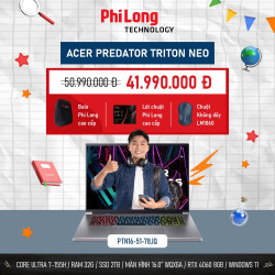 Laptop Acer Predator Triton Neo 16 PTN16-51-78JQ (Core Ultra 7 155H, RAM 32GB, SSD 2TB, RTX 4060, Màn Hình 16 inch WQXGA 240Hz, Windows 11, Màu Bạc)