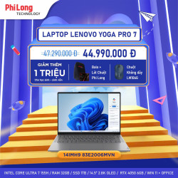 Laptop Lenovo Yoga Pro 7 14IMH9 83E2006MVN (Core Ultra 7 155H, SSD 1TB, RAM 32GB, RTX 4050 6GB, Màn Hình 14.5inch 2.8K , Windows 11, Office, Luna Grey)
