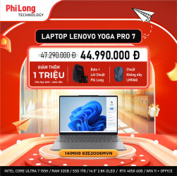 Laptop Lenovo Yoga Pro 7 14IMH9 83E2006MVN (Core Ultra 7 155H, SSD 1TB, RAM 32GB, RTX 4050 6GB, Màn Hình 14.5inch 2.8K , Windows 11, Office, Luna Grey)