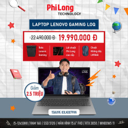 Laptop Lenovo Gaming LOQ Essential 15IAX9E 83LK0079VN (Core i5-12450HX, RTX 3050 6GB, RAM 16GB DDR5, SSD 512GB, Màn Hình 15.6 Inch FHD IPS 144Hz 100% sRGB, Windows 11)