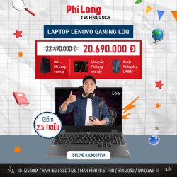 Laptop Lenovo Gaming LOQ Essential 15IAX9E 83LK0079VN (Core i5-12450HX, RTX 3050 6GB, RAM 16GB DDR5, SSD 512GB, Màn Hình 15.6 Inch FHD IPS 144Hz 100% sRGB, Windows 11)