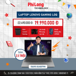 Laptop Lenovo Gaming LOQ Essential 15IAX9E 83LK0079VN (Core i5-12450HX, RTX 3050 6GB, RAM 16GB DDR5, SSD 512GB, Màn Hình 15.6 Inch FHD IPS 144Hz 100% sRGB, Windows 11)