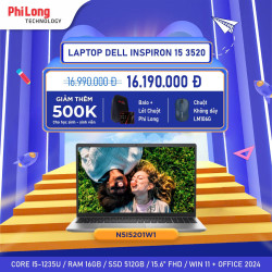 Laptop Dell Inspiron 15 3520 N5I5052W1 (Intel Core i5-1235U, RAM 16GB, SSD 512GB, VGA Intel Iris Xe, Màn Hình 15.6inch FHD, Windows 11, Màu Bạc)