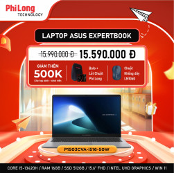 Laptop ASUS ExpertBook P1503CVA-i516-50W (Intel Core i5-13420H, RAM 16GB, SSD 512GB, Intel UHD Graphics, Màn Hình 15.6 inch FHD, Windows 11)