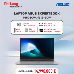 Laptop ASUS ExpertBook P1503CVA-i516-50W (Intel Core i5-13420H, RAM 16GB, SSD 512GB,  Intel UHD Graphics, Màn Hình 15.6 inch FHD, Windows 11)