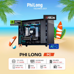 PC Phi Long Creator - i5 14600K / RTX 5060 Ti 16GB / RAM 32GB / SSD 1TB / PSU 750W - Powered By ASUS