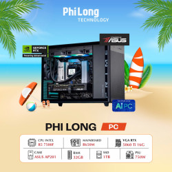 PC Phi Long AAA Gaming - R5 7500F / RTX 5060 Ti 16G / RAM 32GB / SSD 1TB / PSU 750W - Powered By ASUS