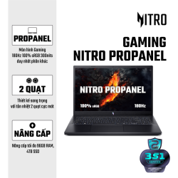 Laptop Acer Gaming Nitro ProPanel ANV15-41-R7CR (Ryzen 5-7535HS, RAM 16GB, SSD 512GB, RTX 4050, Màn Hình 15.6 inch FHD 180Hz, Windows 11, Màu Đen)