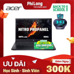 Laptop Acer Gaming Nitro ProPanel ANV15-41-R7CR (Ryzen 5-7535HS, RAM 16GB, SSD 512GB, RTX 4050, Màn Hình 15.6 inch FHD 180Hz, Windows 11, Màu Đen)