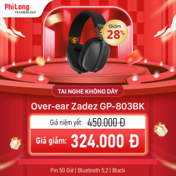 Tai Nghe Không Dây Over-ear ZADEZ GP-803B Black (Bluetooth 5.2, Pin 50 giờ, Mic ENC, Gấp gọn)
