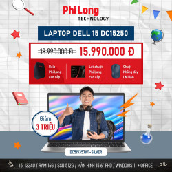 Laptop Dell 15 DC15250 DC5I5357W1 Silver (Core i5-1334U, RAM 16GB, SSD 512GB, VGA Intel UHD Graphics, Màn Hình 15.6 inch FHD WVA 120Hz, Windows 11)