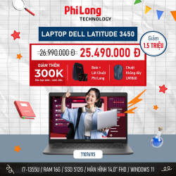 Laptop Dell Latitude 3450 71076115 (Intel Core i7-1355U, RAM 16GB, SSD 512GB, VGA Intel UHD, Màn Hình 14 inch FHD, Windows 11 Home)