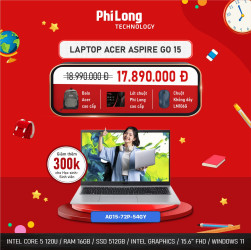 Laptop Acer Aspire Go 15 AG15-72P-54GY (Intel Core 5 120U, RAM 16GB, SSD 512GB, Intel Graphics, Màn Hình 15.6 inch FHD, Windows 11, Silver)