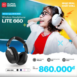 Tai Nghe Không Dây Alpha Works LITE 660 Black (Bluetooth 6.0, Pin 50h, Hỗ Trợ Cổng AUX)