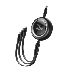 Cáp Sạc 3IN1 BLAUPUNKT BLC4100B (PD100W, Dài 1.2m, Type-C to USB-C, Lightning, Micro USB)