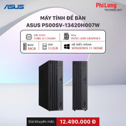 Máy Tính Để Bàn PC Đồng Bộ Asus P500SV-13420H007W (Intel Core i5-13420H, RAM 16GB, SSD 512GB, Intel UHD Graphics, Wi-Fi 6, Bluetooth, LAN, Windows 11)