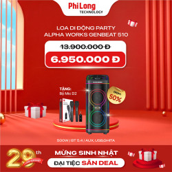 Loa Party Alpha Works GEN BEAT 510 (500W, AUX, USB, Kết nối Micro và Guitar)