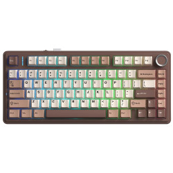 Bàn Phím Cơ Không Dây Aula F75 Nâu Be - Barbie Switch (80 phím + núm xoay, 3 mode, Gasket mount, Hotswap)