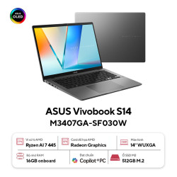 Laptop ASUS Vivobook S14 M3407GA-SF030W (AMD RYZEN AI 7 445, RAM 16GB, SSD 512GB, Màn Hình 14 inch WUXGA OLED, VGA AMD Radeon, Windows 11)