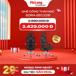 Ghế Công Thái Học EDRA EEC229 (Kê tay 3D, Tựa đầu 1D, Chân kim loại)