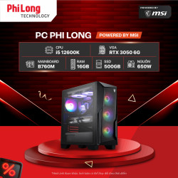 PC Phi Long Esport Gaming - i5 12600K / RTX 3050 6G / RAM 16GB / SSD 500GB - Powered By MSI