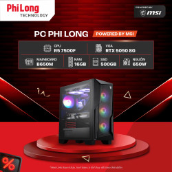 PC Phi Long Esport Gaming - R5 7500F / RTX 5050 8G / RAM 16GB / SSD 500GB - Powered By MSI