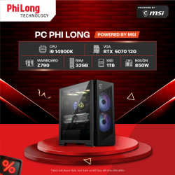 PC Phi Long AI Advanced - i9 14900K / RTX 5070 / RAM 32GB / SSD 1TB - Powered By MSI