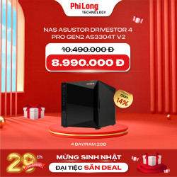 Thiết Bị Lưu Trữ NAS Asustor Drivestor 4 Pro Gen2 AS3304T v2 (4 Bay, Quad-Core 1.7GHz CPU, 2.5GbE Port, 2GB DDR4)