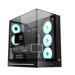 Vỏ Case Xigmatek Alpha Pano II Black - EN48562 (E-ATX, 3 mặt cường lực, No Fan, Max 8 Fan, Rad 360, USB-C, Kèm Hub ARGB + Remote)