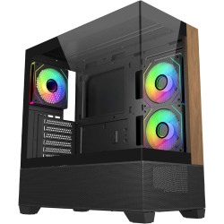 Vỏ Case CoolerMaster Elite 690 Wood Black (ATX, Sẵn 3 fan ARGB, Max 9 fan, Rad 360, USB-C 20Gbps)