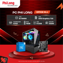 PC Phi Long Office I5.1 (i5 14400 / B760M / RAM 16GB / SSD 512GB / PSU 550W)