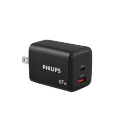 Củ Sạc Nhanh PHILIPS GAN 67W DLP6321B Black (USB Type C, USB Type A)