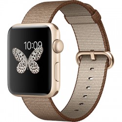 APPLE WATCH SERIES 2 42MM GOLD WITH TOASTER COFFEE/CARAMEL WOVEN NYLON