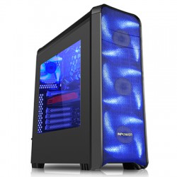 CASE ATX SAMA JAX 08 BLACK (4 Fan Led 12 blue, cửa sổ MECA, che nguồn)