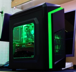 CASE ATX SAMA ESPORT F2 BLACK GREEN (1 FAN GREEN LED)