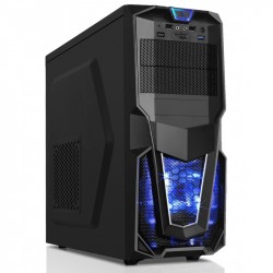 CASE ATX SAMA S5 (Thép dày, Sơn đen toàn bộ, 1 Fan Led blue 12cm)