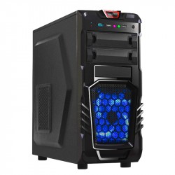 CASE ATX SAMA S2 (Thép dày, Sơn đen toàn bộ, 1 Fan Led blue 12cm)