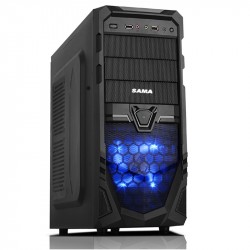 CASE ATX SAMA S1 (Thép dày, Sơn đen toàn bộ, 1 Fan Led blue 12cm)