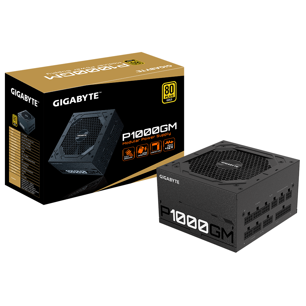 Bộ nguồn máy tính GIGABYTE 1000W GP-P1000GM 80 Plus Gold Full Modular, Màu Đen