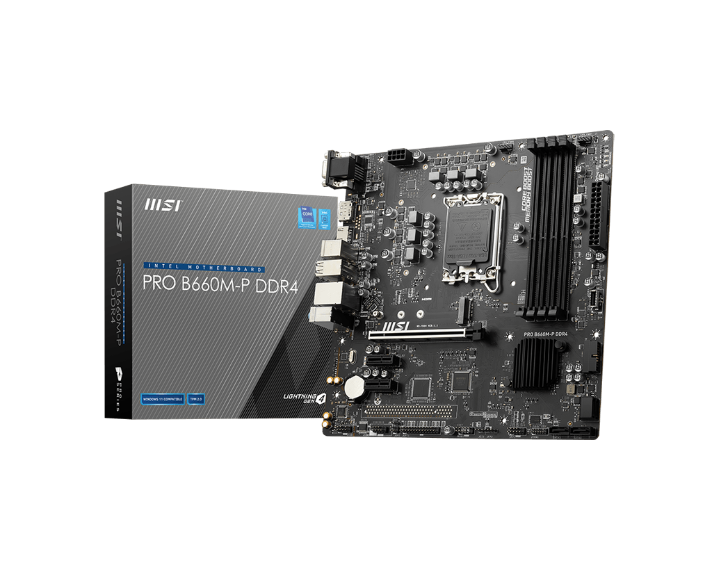 MAINBOARD MSI PRO B660M-P DDR4 (LGA1700, M-ATX, 4XDDR4, VGA, HDMI, DP, M2)