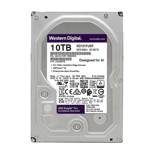 Ổ cứng HDD WD Purple Pro 10TB 3.5 inch, 7200RPM, SATA3 6Gb/s, 256MB Cache (WD101PURP)