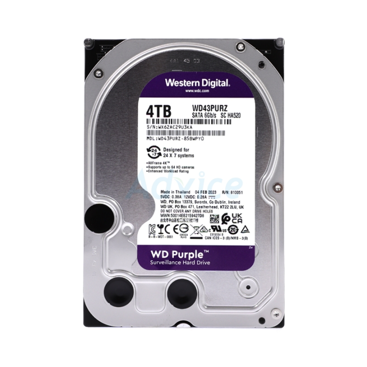 Ổ cứng HDD WD Purple 4TB 3.5 inch, 5400RPM, SATA3 6Gb/s, 256MB cache (WD43PURZ)