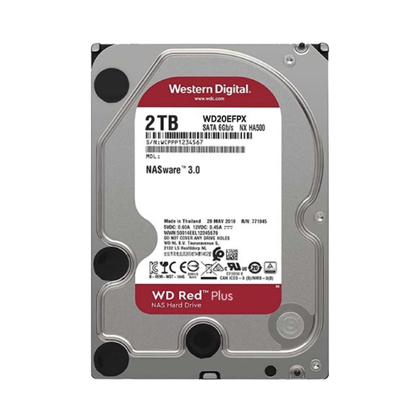 Ổ CỨNG GẮN TRONG HDD WESTERN DIGITAL 2TB RED PLUS SATA 6GB/S, 3.5 INCH, 5400RPM, 64MB CACHE (WD20EFPX)
