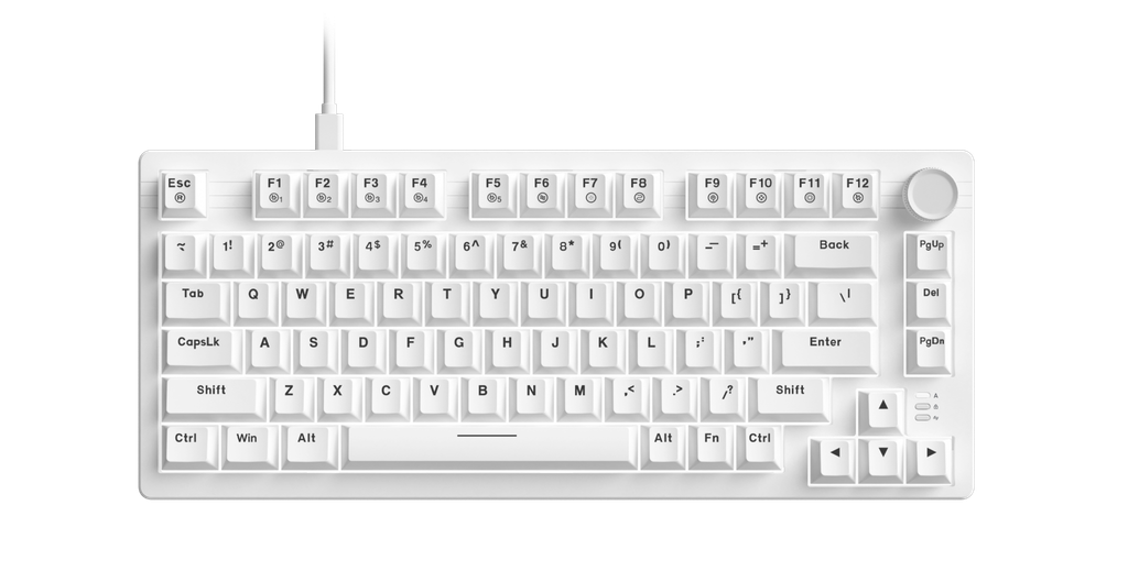 BÀN PHÍM CƠ DAREU EK75 FULL WHITE - DAREU FIREFLY SWITCH (USB-C, 80 PHÍM, NÚM XOAY, KEYCAP ABS, WHITE LED, KÈM KEYCAP EXTRA)