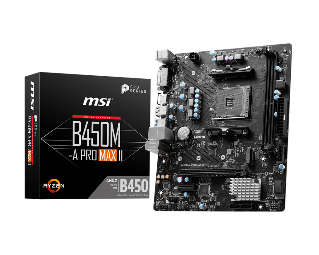MAINBOARD MSI B450M-A PRO MAX II (AM4, 2 X DDR4, HDMI, DVI, M.2 PCIE 3.0, M-ATX)